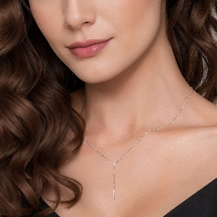 Sterling Silver Gabriel 15.5-17.5 inch Adjustable Y Necklace w/Diams=.03ctw SI2 H-I #NK7920SV5JJ (S2322447)