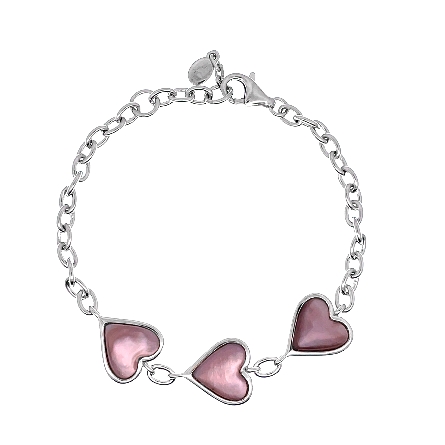 Sterling Silver Adjustable Heart Mother-of-Pearl Bracelet Alamea #1195-54-41
