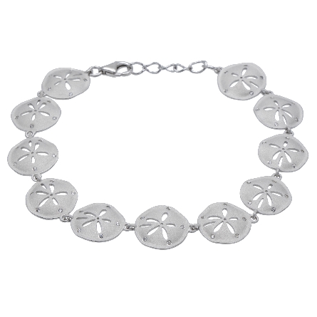 Sterling Silver 6.5-7inch 12mm Sand Dollar CZ Bracelet #511-14-01