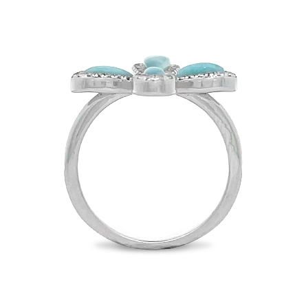 Sterling Silver CZ and Larimar Cross Ring Alamea Size7 #904-83-01 070