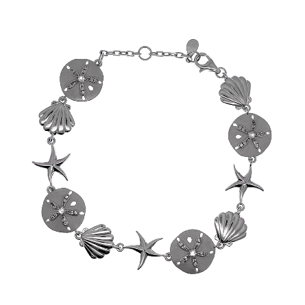 Sterling Silver Adjustable Sealife Bracelet Alamea #629-14-05 070