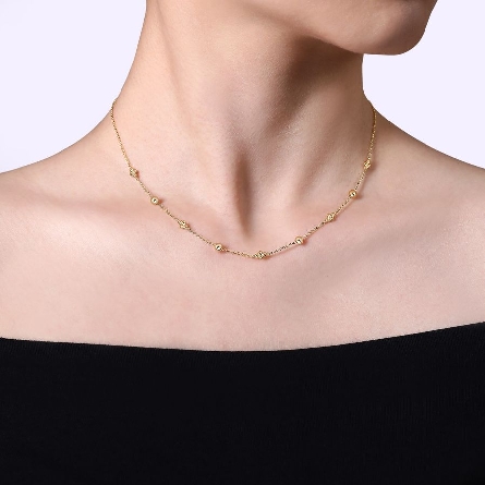 14K Yellow Gold Gabriel Bujukan 15.5-17.5inch Adjustable Bead Stations Necklace #NK6903Y4JJJ (S2272847)