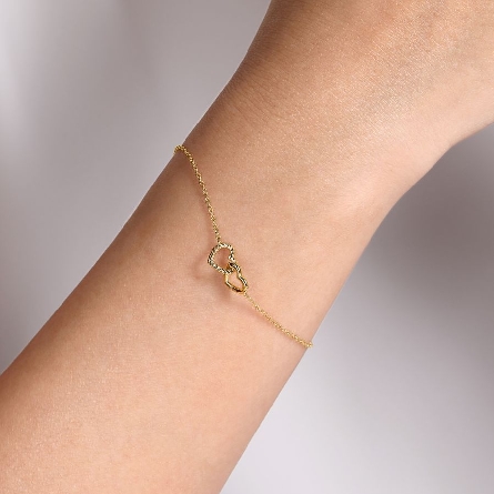 14K Yellow Gold 6.5-7inch Adjustable Gabriel Bujukan Bead Entwined Hearts Bracelet #TB4360Y4JJJ (S2167328)