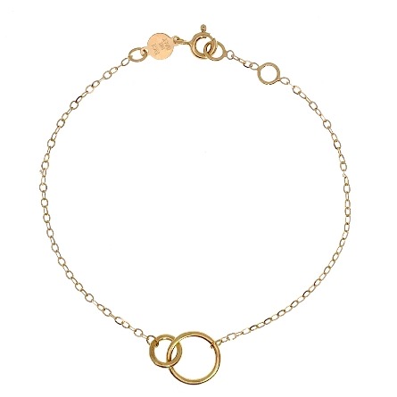 14K Yellow Gold Adjustable 6.5-7inch Interlocking Circle Station Bracelet #C20059-07