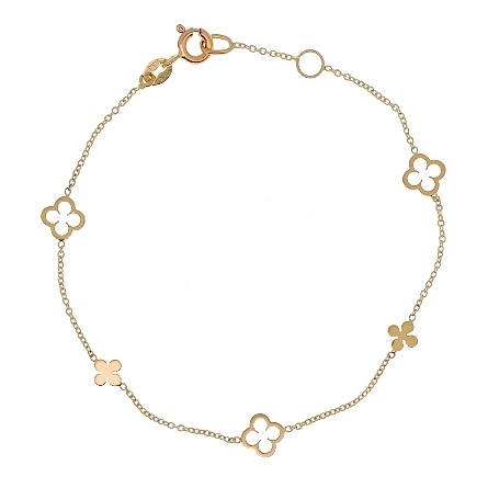 14K Yellow Gold Adjustable 6.5-7inch Clover Cable Bracelet w/Spring Ring Clasp 1.00gr #C20325-07
