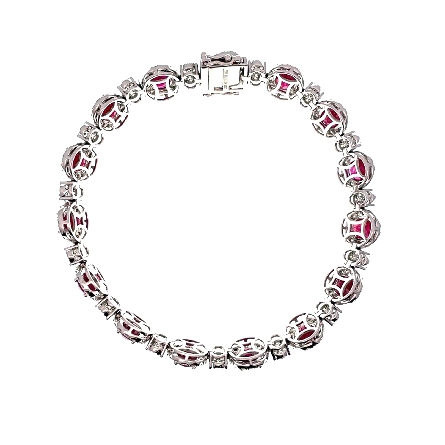 Platinum 7.25inch Oval Halo Bracelet w/Rubies=16.11ctw and Diams=4.42ctw VS2-SI2 G-H-I #BVKK