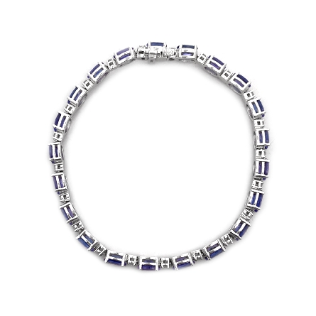 14K White Gold 7inch Oval Link Alternating Bracelet w/Tanzanite=10.51ctw and Diams=.70ctw SI G-H #SB747