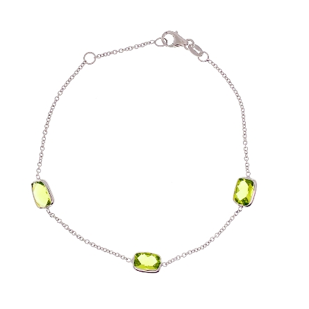 14K Yellow Gold Adjustable 6.5-7inch By the Yard Bracelet w/3 Peridot=2.88ctw