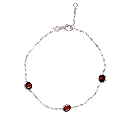 14K White Gold Adjustable 6.5-7inch By the Yard Bracelet w/3 Round Garnets=1.89ctw (5mm)