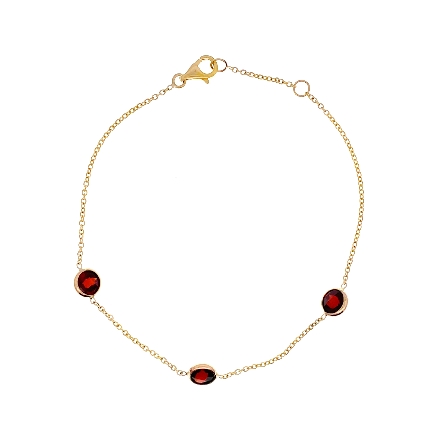 14K Yellow Gold Adjustable 6.5-7inch By the Yard Bracelet w/3 Round Garnets=2.08ctw (5mm)