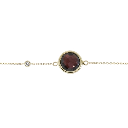 14K White Gold 6.5-7inch Adjustable Bezel Bracelet w/Garnet=3.82ct and 1Diam=.04ct SI H-I #55878GA1