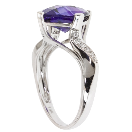 14K White Gold Fashion Ring w/Amethyst=4.08ct and 12Diams=.10ctw SI H #R10330-AME