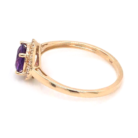 14K Yellow Gold Round Halo Ring w/Amethyst=.70ct and 22Diams=.09tw Size 6.5 #16353AM