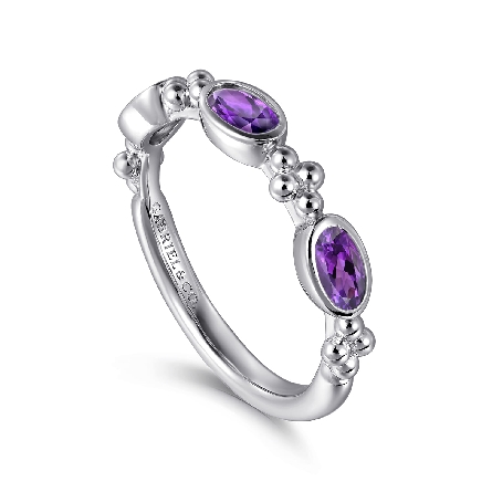 Sterling Silver Gabriel Oval Bezel Stackable Band w/Amethyst=.59ctw Size6.5 #LR52643SVJAM (S2285771)