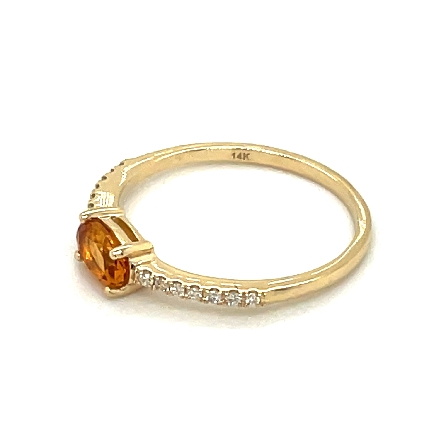 14K Yellow Gold Oval East-West Fashion Ring w/Citrine=.44ct and 14Diams=.07ctw SI H-I Size 6.5 #16473CI