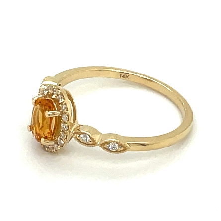 14K Yellow Gold Oval Shaped Halo Fashion Ring w/Citrine=.44ct and 22Diams=.12ctw SI H-I Size 6.5 #16686CI