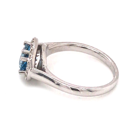 14K White Gold East-West Oval Halo Ring w/8x6mm Aquamarine=1.18ct and 20Diams=.15ctw SI H-I Size 7.5 #71641