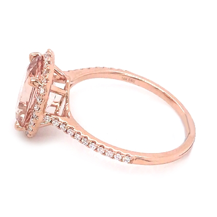 14K Rose Gold Oval Halo Ring w/Morganite=2.17ct and Diams=.22ctw VS G-H Size 6.5 #RG23363