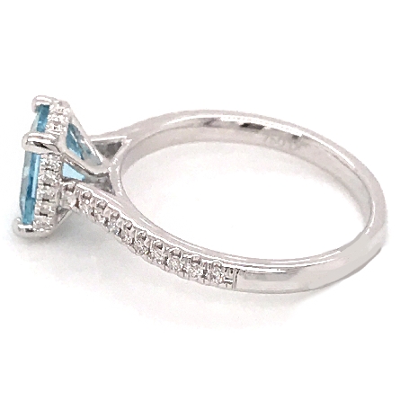 18K White Gold Rectangle Fashion Ring w/Aquamarine=1.18ct and Diams=.21ctw SI G-H Size 6.5 #RG26109