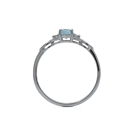 14K White Gold Oval Shaped Fashion Ring w/Aquamarine=.48ct and 2Diams=.03ctw SI H-I Size 6.5 #16286AQ