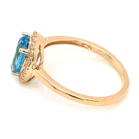 14K Yellow Gold Pear-Shaped Fashion Ring w/Blue Topaz=1.70ct and 23Diams=.12ctw SI H Size 6.5 #15907BT