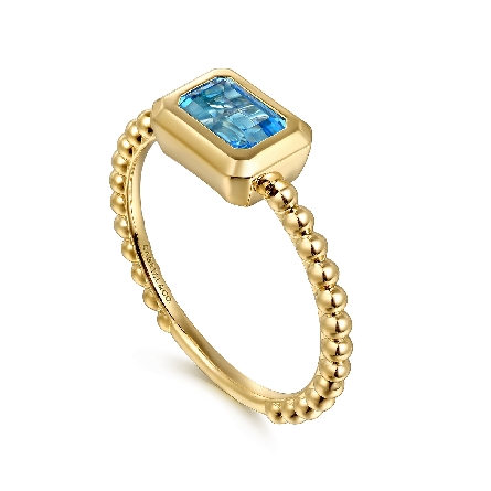 14K Yellow Gold Bezel Set Bujukan Stackable Ring w/Blue Topaz=.74ctw Size 6.5 #LR52684Y4JBT (S1955027)