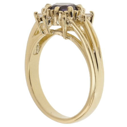 14K Yellow Gold Halo Ring w/Purple Spinel=1.20ct and 8Diams=.12ctw SI H-I Size 6.5 #7454