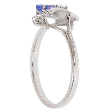 14K White Gold Heart Ring w/Marquise Tanzanite=.38ct and 1Diam=.04ct Size 5.25 #11975L