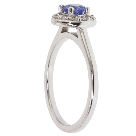 14K White Gold Round Halo Fashion Ring w/Tanzanite=.44ct and 12Diams=.19ctw SI H-I Size 7 #23783L