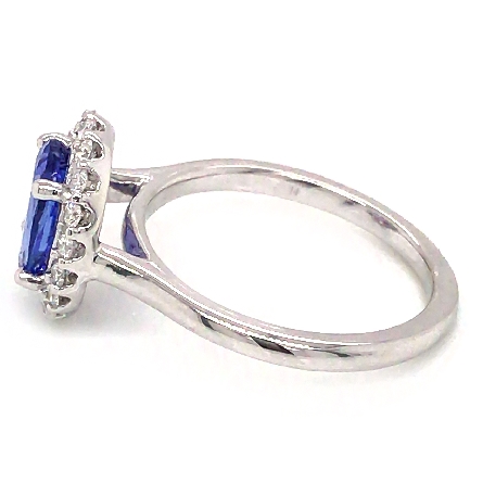 14K White Gold Halo Ring w/9x7mm Oval Tanzanite=1.89ct and 18Diams=.31ctw SI H-I Size 7 #123336
