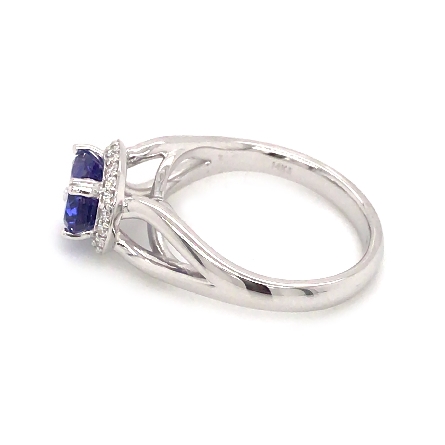 14K White Gold East-West Oval Halo Ring w/Tanzanite=1.54ct and 20Diams=.13ctw Size 7 #122596