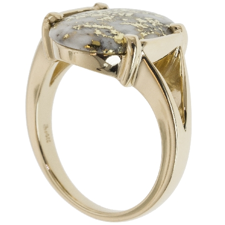 14K Yellow Gold 16x12mm Fashion Ring w/16x12mm Gold in Quartz Cabachon=7.88ct Size 7 #71481