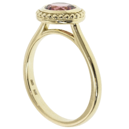 14K Yellow Gold Bezel Ring w/6.5mm Garnet=1.14ct Size 7 #26932L