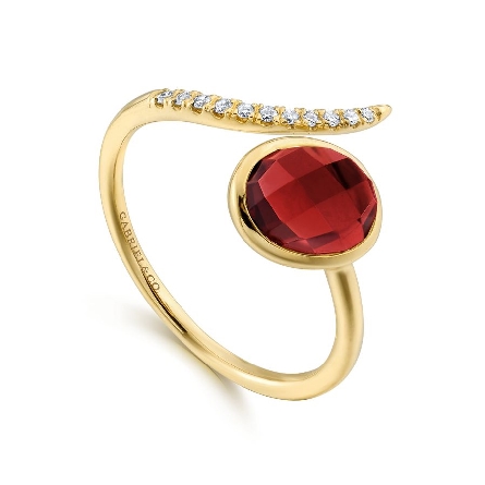 14K Yellow Gold Bypass Ring w/Garnet=1.78ct and Diams=.07ctw Size 6.5 #LR5103Y45GN (S1519658) 