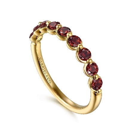 14K Yellow Gold Gabriel Shared Prong Stackable Band w/Garnet=.69ctw Size 6.5 #LR52874Y4JGN (S2119614)