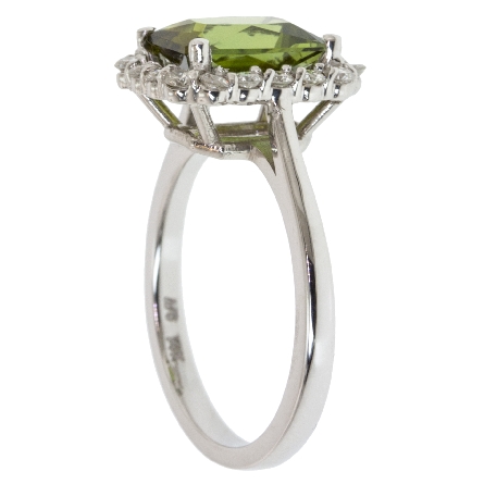 14K White Gold Fashion Ring w/Green Tourmaline=2.18ct and 18Diams=.38ctw SI H-I Size 6.75 #25965L