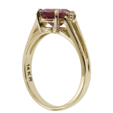 14K Yellow Gold Fashion Ring w/Pink Tourmaline=1.42ct and 2Diams=.03ctw Size 6.5 #17658L-D