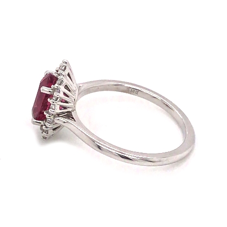14K White Gold Oval Halo Ring w/8x6mm Pink Tourmaline=1.45ct and 14Diams=.39ctw SI H-I Size 6.75 #71606