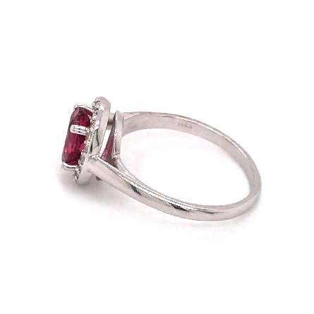 14K White Gold Oval Halo Ring w/8x6mm Pink Tourmaline=1.16ct and 20Diams=.18ctw SI H-I Size 7 #122205