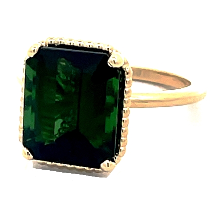 14K Yellow Gold Rope Halo Ring w/11x9mm Tourmaline=5.80ct Size 6.75 #71856