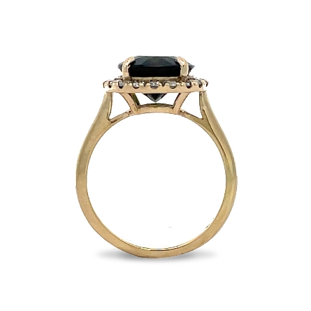 14K Yellow Gold Oval Halo Ring w/1 Green Tourmaline=3.87ct and Diams=.44ctw SI2 G-H Size6.5 