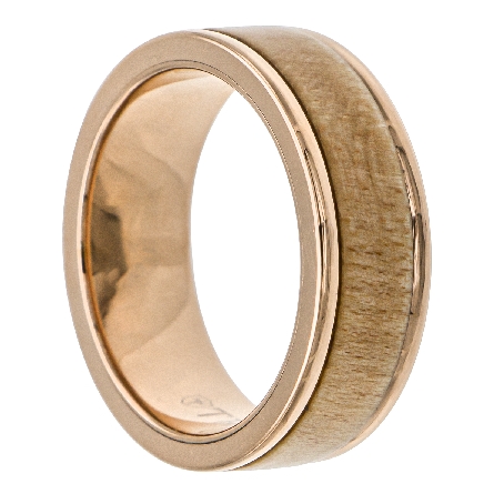 Rose Tungsten Carbide Primary and Wood Rose Center Contemporary Wedding Band Size 10 #11-6190RCD8
