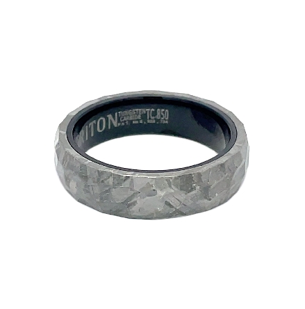 Black Tungsten Carbide 6mm Wedding Band w/ Hammered Meteorite Edge to Edge Size 10 #11-6198BM6 