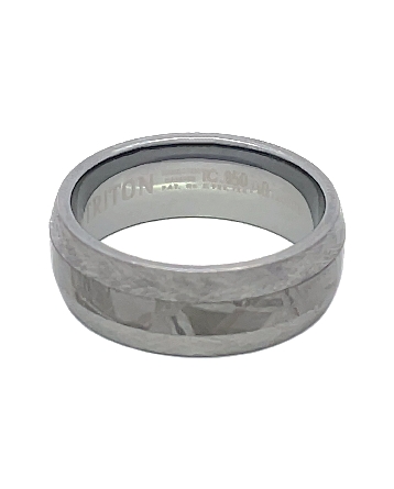 Tungsten Carbide 8mm Wedding Band w/ Meteorite Inlay; Domed Channel and Dome Edge Size 10 #11-6270CM8