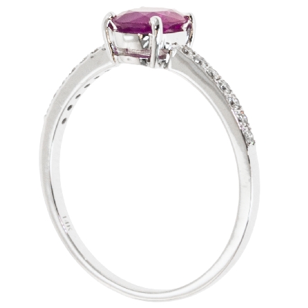 14K White Gold Oval Fashion Ring w/Ruby=.96ct and 14Diams=.10ctw SI H Size 6.5 #15250R
