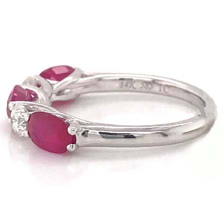14K White Gold Shared Prong Band w/Ruby=1.96ctw and Diams=.36tw SI H-I Size 6.5 #R-8145-P (L4065)