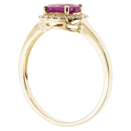 14K Yellow Gold Oval East-West Halo Fashion Ring w/Ruby=.95ct and 18Diams=.12ctw Size 6.5 #15325R