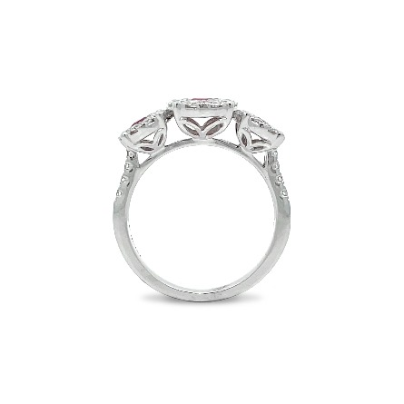 14K White Gold Milgrain Triple Round Halo Ring Size6 w/Rubies=.60ctw and Diams=.53ctw VS-SI G-H #PR2172DR