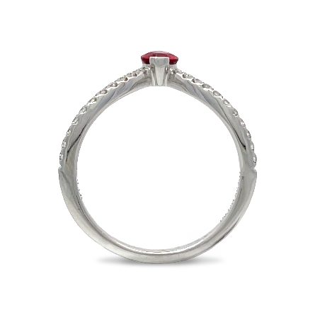 18K White Gold Chevron Fashion Band w/1Ruby=.42ctw and Diams=.15ct SI H-I Size6.25 #RG26371 119149