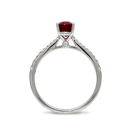 18K White Gold 4Prong Oval Fashion Ring w/1Ruby=1.41ct and Diams=.21ctw SI H-I Size6.5 #RG28481 129408